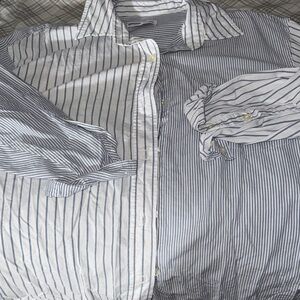 Women’s Striped Button-Down Shirt - Blue & White
